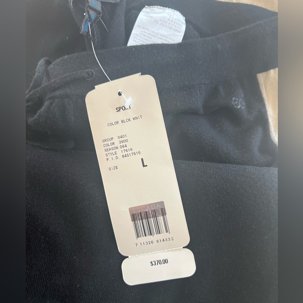 NWT $370 Escada Track Pants Side Stripe LOOSE FIT CRYSTAL Logo Size L - Picture 2 of 11